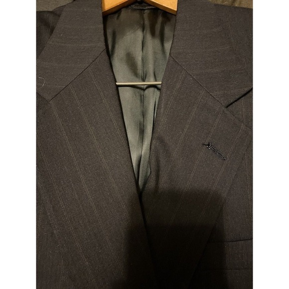 VTG Racquet Club Pinstripes Mens Blazer Two Button Gray Poly Wool Size 42 - Picture 9 of 15